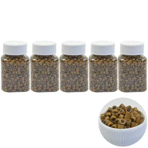 Miniatura 22 de 500 cuentas de extensiones de cabello con micro anillos forrados de silicona de 0.197 in, cuentas para extensiones de cabello con punta I