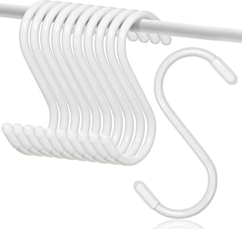 Miniatura 8 de Paquete de 10 Ganchos en S de 3 Pulgadas, Ganchos Colgantes Resistente con Revestimiento de Vinilo Antideslizante para Cocina, Armario, Baño, Negro