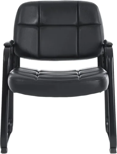 Miniatura 18 de CLATINA Juego de 2 sillas grandes y altas para sala de espera de 400 libras, silla de recepción de oficina de cuero, sin ruedas, con respaldo, Base