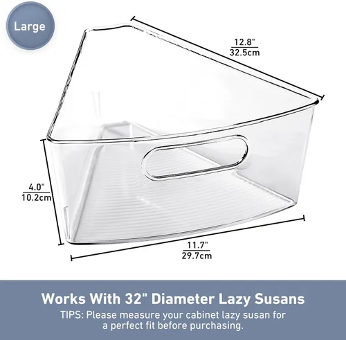 Miniatura 3 de Leeden Lazy Susan Organizador para esquina Lazy Susan de 32 pulgadas de diámetro, contenedores de almacenamiento de plástico para gabinete de cocina