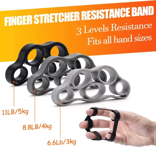 Miniatura 4 de Hand Grip Strengthener 7 Pack Adjustable Hand Gripper, Finger Stretcher Resistance Extensor Bands, Finger Exerciser, Grip Strength Ring & Stress