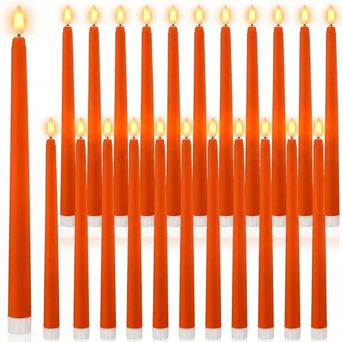Miniatura 10 de Macarrie 24 Paquetes de Velas Cónicas Sin Llama Operadas con Batería Falsas de 11 Pulgadas de Largo Luz de Vela LED Sin Llama Parpadeantes Cónicas