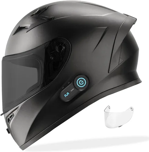 Miniatura 8 de GDM VENOM - Casco de motocicleta con intercomunicador bluetooth GDM HyperSonic Negro mate - Escudos cromados y transparentes.