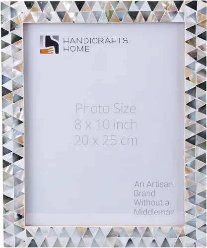 Miniatura 21 de Handicrafts Home Marco de fotos blanco hecho a mano de 4 x 6 pulgadas, marco de fotos vintage de nácar, marco de exhibición para mesa o pared