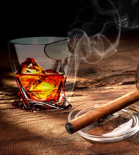 Miniatura 6 de Bezrat Vasos de cigarro de whisky – Juego de 2 vasos de whisky a la antigua moda con soporte lateral para puros – Regalo del día del padre – papá