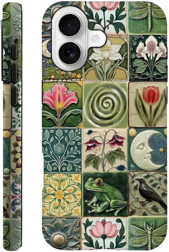 Miniatura 46 de DAIZAG Funda compatible con iPhone 13, funda duradera de protección contra golpes para niñas y mujeres, tema de retazos azul océano Tema