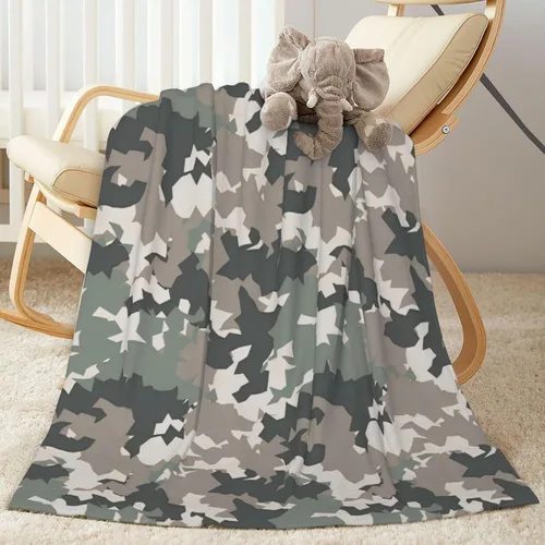 Perinsto Camo Throw Blanket Ultra Soft Warm All Season Camouflage Decorative Fleece Blankets for Bed Chair Car Sofa Couch Bedroom 50"X40"