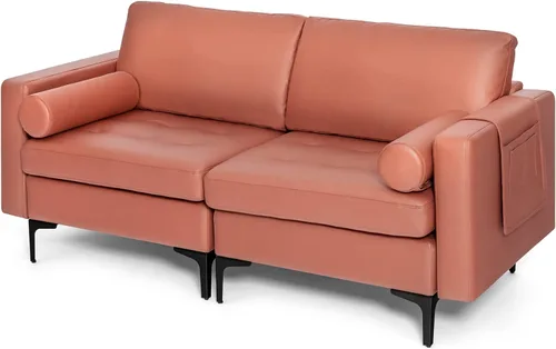 Miniatura 39 de Giantex Sofá individual, silla decorativa, sillón con cojín cómodo, bolsillos para revistas, sala de estar, silla de ocio tapizada para dormitorio