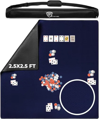 Miniatura 20 de Alfombrilla para Juego de Mesa 42 x 66 Pulgadas, Alfombrilla Mahjong para Mesa con Bolsa de Transporte, Alfombrilla de Neopreno Antideslizante, Azul