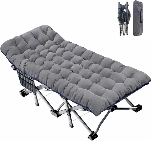 Miniatura 27 de ABORON Catre de Camping para Adultos de 28" Extra Ancho, Resistente 1200D Oxford Catre para Dormir, Cama de Campamento Plegable Portátil con Gris