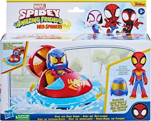 Miniatura 4 de Spidey and his Amazing Friends Marvel Web-Spinners Spidey con hover Spinner, juego de coche con vehículo, figura de acción a escala de 4 pulgadas