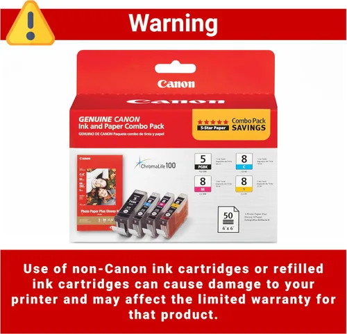 Miniatura 4 de Canon Tinta CMY PGI-5/CLI-8 con PP-201 (50 hojas) Paquete combinado (0628B027AA)