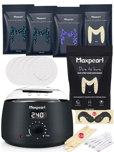 Maxpearl Kit de depilación digital - Kit de depilación digital + cuentas de cera de 1.88 libras/30.09 oz para depilación de cuerpo completo