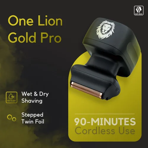 Miniatura 2 de Skull Shaver One Lion Gold PRO - Afeitadora facial para hombre, aseo de precisión, lámina doble escalonada, agarre ergonómico, pantalla LCD