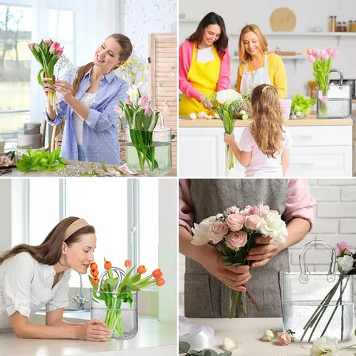Miniatura 4 de Jarrón de flores, florero de vidrio soplado a mano para flores, florero único, único para centros de mesa, decoración de mesa, decoración de boda