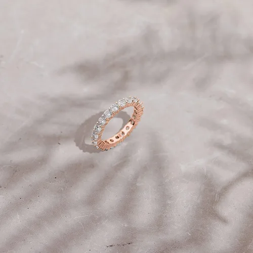 Miniatura 4 de PAVOI 14K Gold Plated Cubic Zirconia Stackable Eternity Ring 3.0mm Eternity Bands Gold Wedding Ring Band for Women Promise Ring for Couples