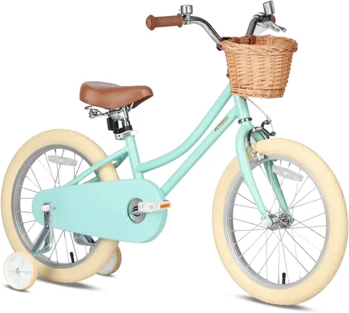 Miniatura 38 de Petimini Vintage Kids Bike for Girls, 12–20 Inch Classic Bicycle with Wicker Basket & Bell, High Tensile Steel Frame, Training Wheels (12–18”), 85%