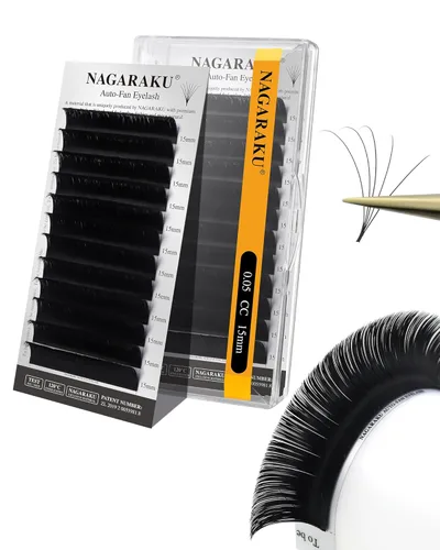 Miniatura 34 de NAGARAKU Easy Fan Extensiones de Pestañas Volumen Lash 0.07 Rizo D 8-15mm Bandeja Mixta Floración Rápida Visón Sintético en Racimo Para Ventilador