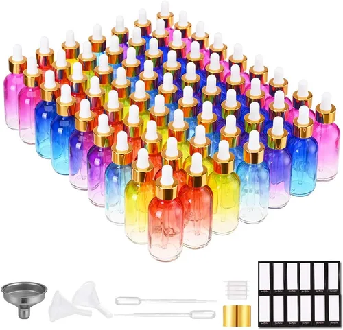 Miniatura 23 de PrettyCare Paquete de 4 botellas con cuentagotas de aceites esenciales, botellas vacías de tintura para cuidado personal y belleza, Ámbar