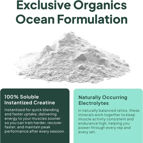 Miniatura 5 de Organics Ocean Krealyte Fusion - Monohidrato de creatina instantánea en polvo con electrolitos - Fuerza muscular, resistencia e hidratación