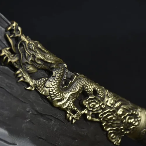 Miniatura 4 de Cuchillo de carne, cuchillo de chef Longquan de China de 8.5 pulgadas, cuchillo de chef vintage con mango de cobre, cuchillo de carnicero