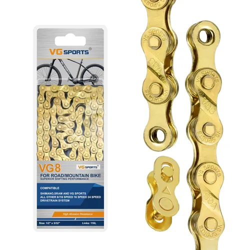 Miniatura 11 de VG SPORTS Cadenas de bicicleta de 6/7/8/9/10/11 velocidades, cadenas de bicicleta ligeras semihuecas/huecas para bicicleta de carretera/MTB/BMX