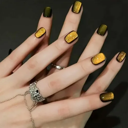 Miniatura 7 de Uñas postizas a presión de Navidad, color rojo vino, uñas postizas cuadradas medianas con diseño degradado, cobertura completa, acrílico brillante