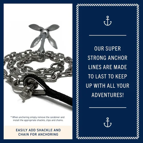 Miniatura 6 de RainierSupplyCo Cuerda de Ancla para Barco - Cuerda Marina de Doble Trenzado Línea de Ancla - Línea de Navegación de Nailon de 50 pies con Dedal