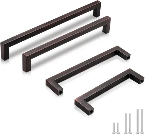 Miniatura 11 de GOBEKOR Paquete de 10 manijas sólidas de níquel cepillado para gabinetes de cocina con orificios centrales de 5 pulgadas, tiradores de cajón