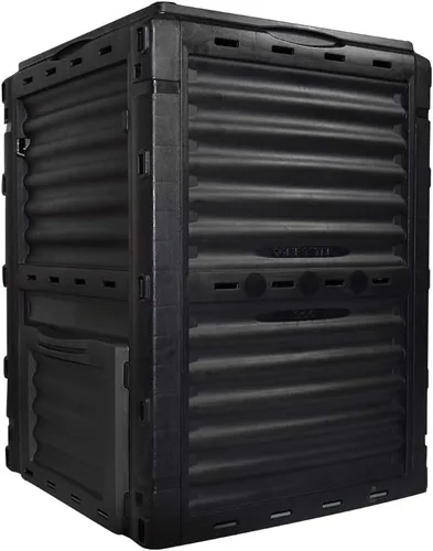 Miniatura 8 de Contenedor de compostaje estático de gran capacidad de 80 galones (300 litros), compostador de residuos verde bosque para exteriores con escotilla