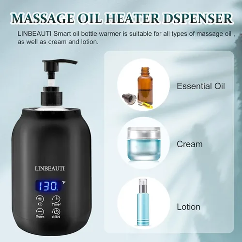 Miniatura 3 de Calentador de aceite de masaje con dos dispensadores de botellas de aceite, calentador de botellas de loción, dispensador dispensador eléctrico