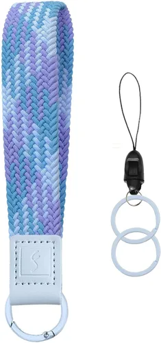 Miniatura 19 de Fishent Llavero elástico, bonito llavero de pulsera, cordón de muñeca tejido mejorado para llaves, llaveros para mujeres y hombres, llaves