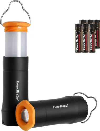EverBrite Mini linternas y linternas 2 en 1 con 3 modos, paquete de 2 linternas LED portátiles para exteriores con zoom, artículos esenciales de