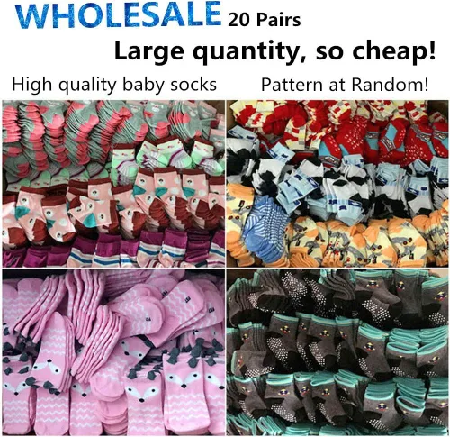Miniatura 6 de 20 pares de calcetines para bebés, niños y niñas, de algodón (patrón al azar)