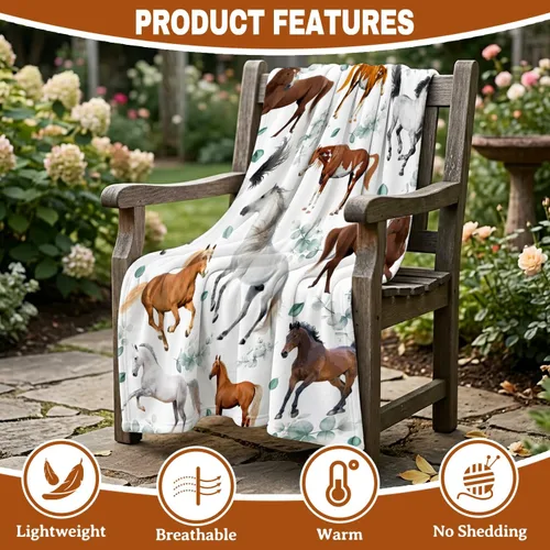 Miniatura 3 de Mantas de Caballo Regalos para Niñas y Niños, Manta de Franela Floral Ultra Suave para Decoración de Sofá/Sofá/Viajes/Campamento, Regalos