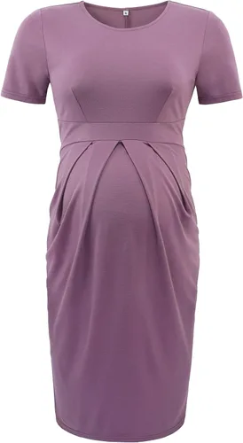 Miniatura 2 de AONESX Elegante vestido de maternidad de manga corta para uso casual, trabajo, vestido de baby shower, vestido de maternidad para sesión de fotos