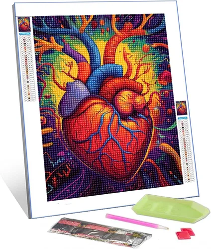 Miniatura 9 de TUMOVO Pintura mecánica de diamantes de corazón DIY 5D, kit de numeración, anatomía humana, cristal de diamantes de imitación, obra de arte mágica