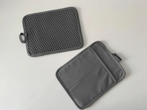 Miniatura 4 de Soporte para olla de horno con bolsillo, de algodón, resistente al calor, para cocina, almohadilla caliente, guantes de horno para cocinar y Gris