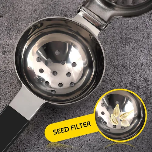 Miniatura 5 de Sopito - Exprimidor de limón de acero inoxidable, resistente con cuenco exprimidor de metal grande para jugos sin semillas, diseño de agarre
