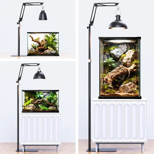 Miniatura 6 de Soporte para lámpara de reptiles, altura libremente ajustable (15.7 a 74.4 pulgadas) con brazo oscilante ajustable de 360°, soporte de lámpara