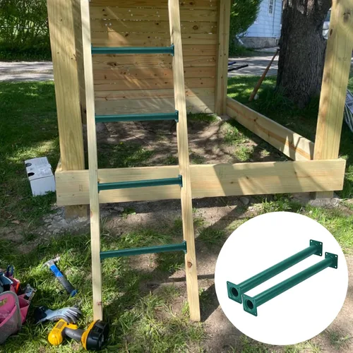 Miniatura 5 de Juego de 6 barras de mono para patio trasero, peldaños de escalera de metal para juegos, asas de escalada de seguridad para patio de juegos al aire