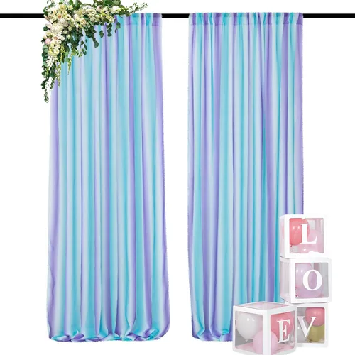 Miniatura 38 de DUOBAO Cortina de gasa rosa, 2 paneles de 29 x 96 pulgadas, cortinas de telón de fondo de boda, cortinas de playa transparentes para sala de estar
