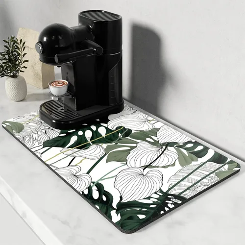 Miniatura 32 de Rnivvi Tapete de secado de platos para encimera de cocina, 16 x 18 pulgadas, bonita almohadilla de secado absorbente resistente al calor con goma