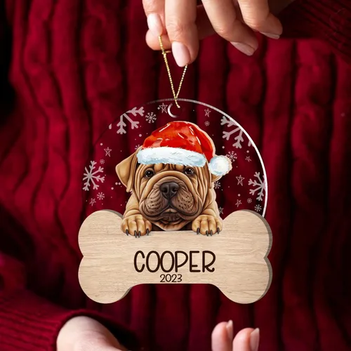 Miniatura 84 de Nazenti American Pit Bull Terrier Adorno de Navidad, adorno de perro fotográfico, adorno de perro personalizado, adornos de fotos de madera