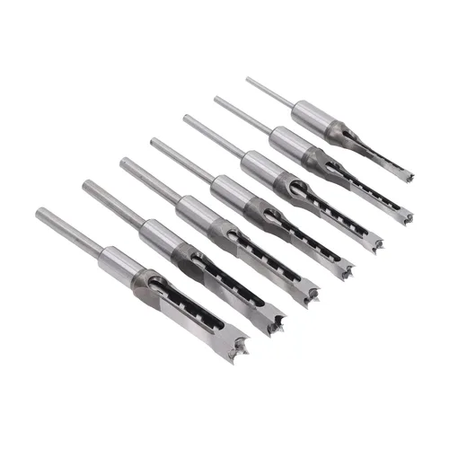 Garosa Juego de brocas de cincel de mortaja de agujero cuadrado, 7 piezas, para carpintería, sierra cuadrada, 1/4 pulgadas, 5/16 pulgadas, 3/8