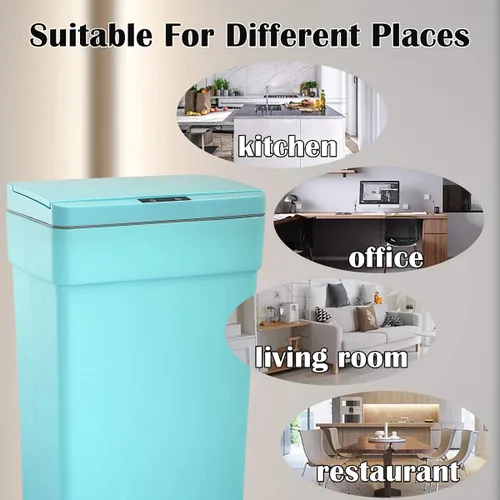 Miniatura 6 de Basurero automático de 50 litros/13.2 galones para cocina, sin contacto, de alta capacidad, resistente a las manchas, con tapa (1, azul)