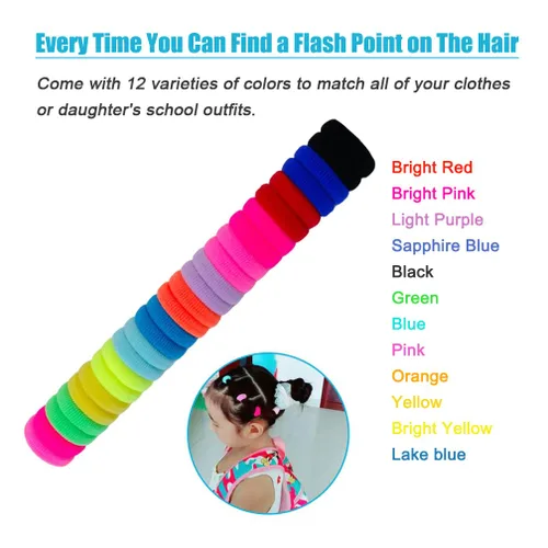 Miniatura 5 de Cintas elásticas para el pelo de bebé, bandas elásticas para el pelo pequeñas para niñas, bandas elásticas para coletas (multicolor)