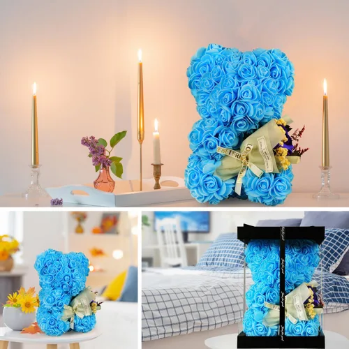 Miniatura 2 de Oso de rosas para el Día de la Madre, regalo romántico de cumpleaños para novia, esposa, oso de rosas para mujer, oso de San Valentín con ramo