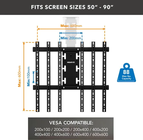 Miniatura 6 de Mount-It! Soporte motorizado para TV de techo – Soporte de TV eléctrico silencioso abatible para pantallas de 50 a 90 pulgadas, diseño desplegable