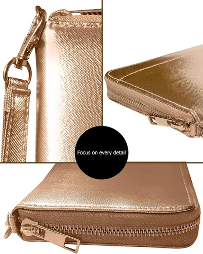 Miniatura 3 de Cartera de viaje organizador de documentos RFID pasaporte caso titular de la familia (oro rosa)